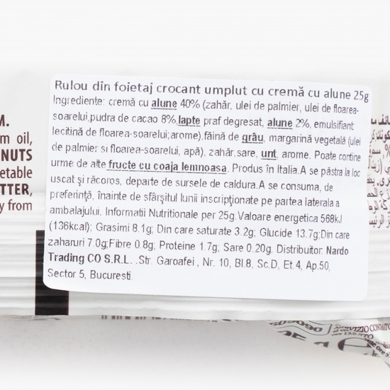 Mini rulou din foietaj crocant umplut cu cremă de alune 25g