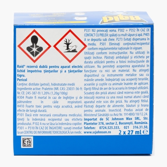 Rezervă lichidă dublă pentru aparat împotriva țânțarilor 90 de nopți  2 x 27ml