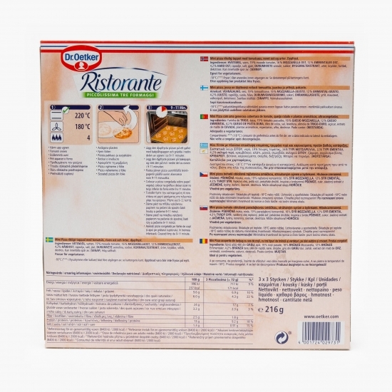 Pizza Ristorante piccolissima trei brânze 216g