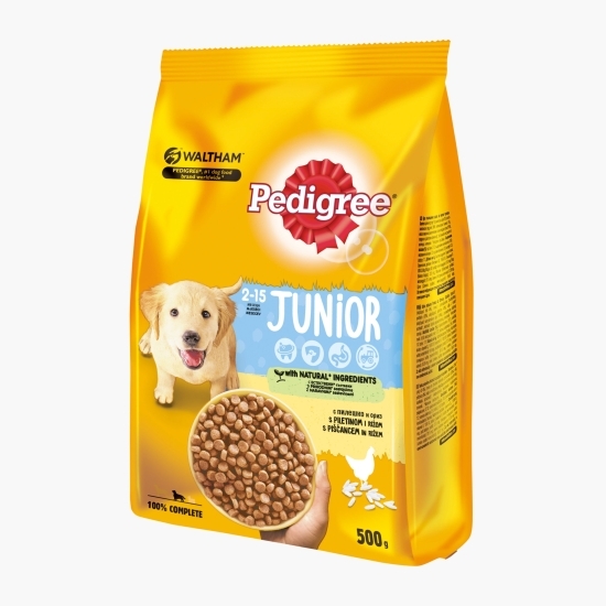 Hrană uscată pentru câini juniori, 500g, cu pui și orez