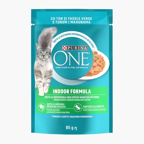 Hrană umedă pentru pisici, 85g, One cu ton și fasole verde 