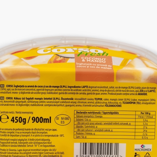 Înghețată cu aromă de cocos și sos de mango 450g