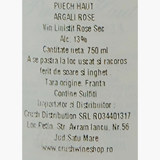 Vin rose sec, Argali, Grenache, Cinsault, 13%, 0.75l