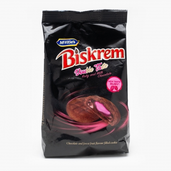 Biscuiți de cacao umpluți cu cremă cu aromă de ciocolată și fructe de pădure 150g