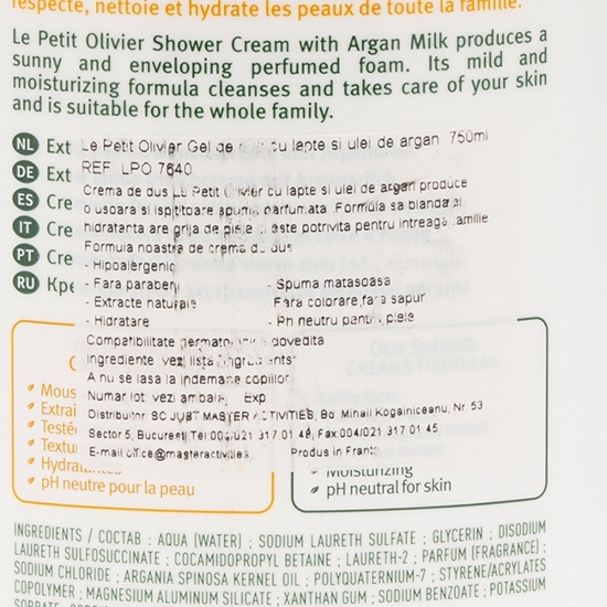 Gel de duș lapte de argan 750ml