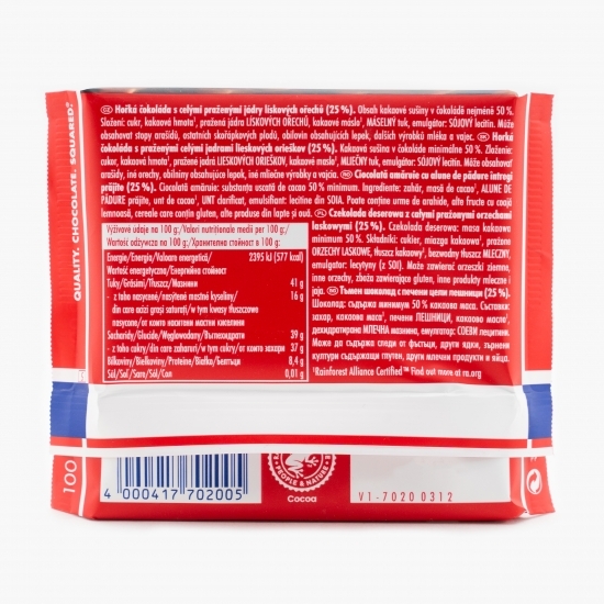 Ciocolată amăruie cu alune de pădure întregi prăjite 100g