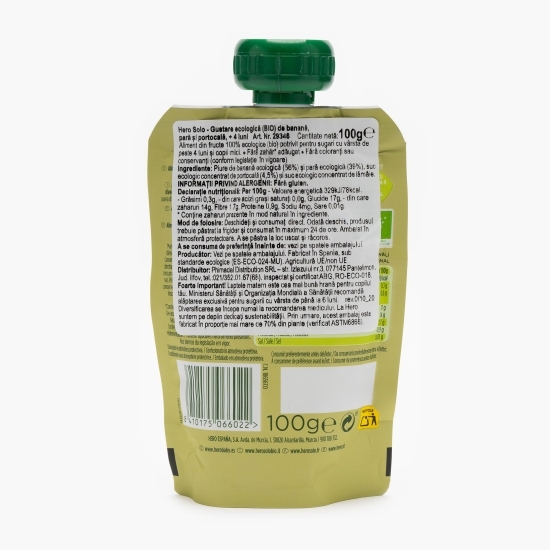 Gustare eco banană, pară și portocală Hero, +4 luni, 100g