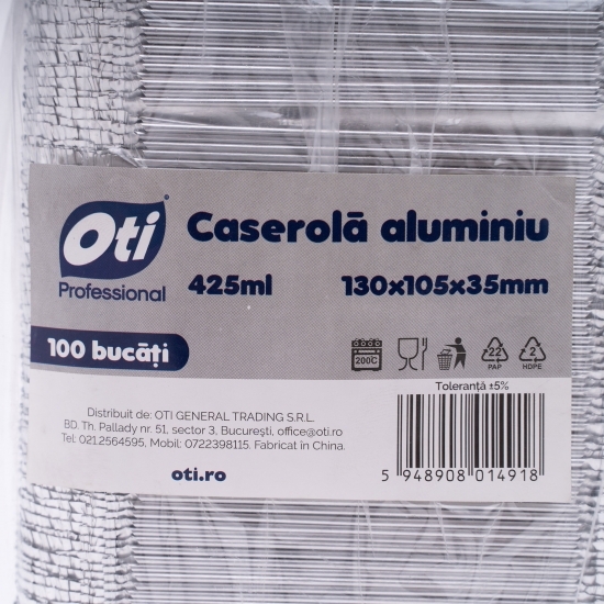 Caserolă aluminiu 425ml, 100 buc