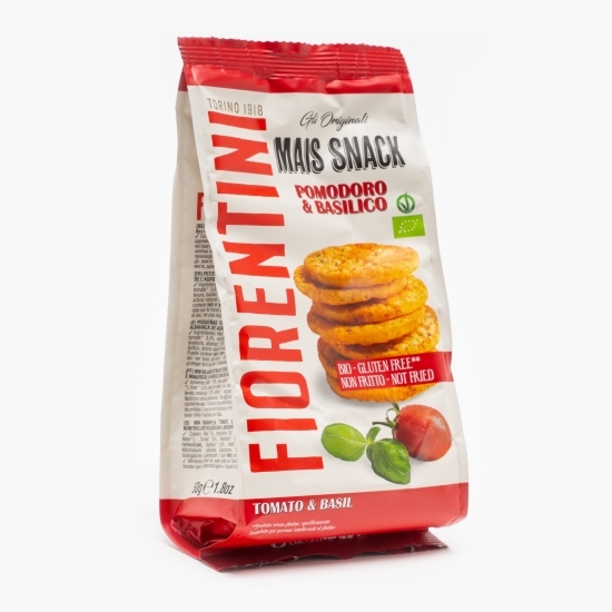 Chipsuri eco din porumb cu roșii și busuioc fără gluten 50g 