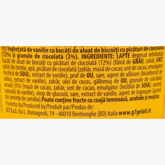 Înghețată de vanilie cu bucățele de aluat de cookies și bucăți de ciocolată 500ml (300g)