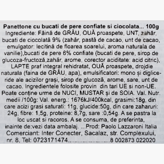 Mini panettone cu ciocolată și pere 100g