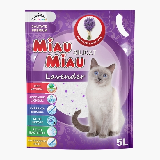 Așternut igienic silicat pentru pisici, lavandă 5l