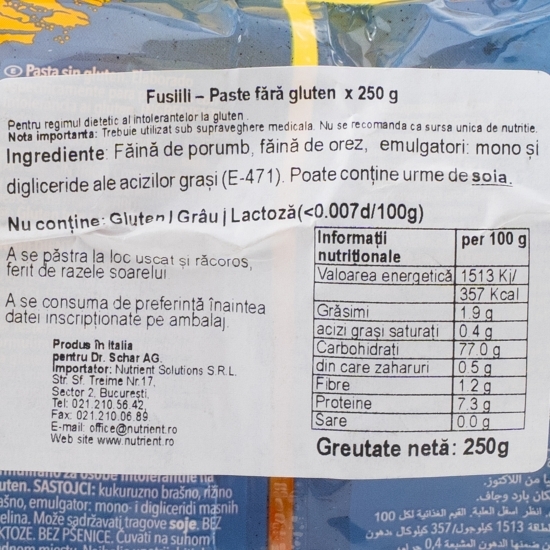 Paste Fusilli fără gluten 250g