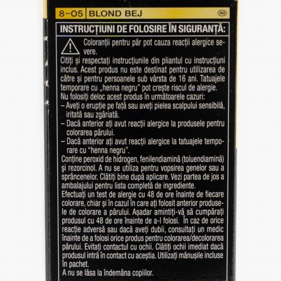 Vopsea de păr permanentă fără amoniac Oleo Intense, 8-05 blond bej, 115ml