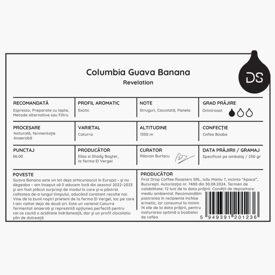 Columbia Guava Banana 250g cafea de specialitate boabe