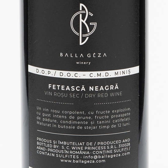 Vin roșu sec Fetească Neagră, 14%, 0.75l
