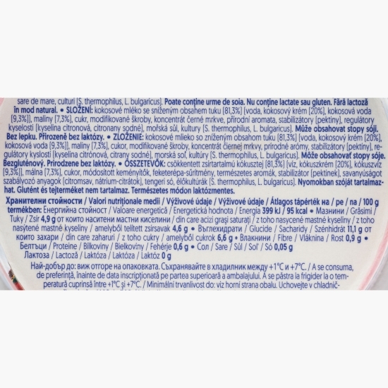 Produs fermentat din nucă de cocos cu zmeură 120g