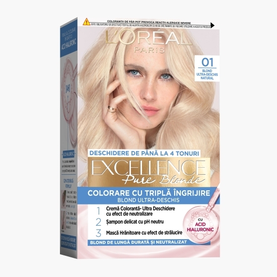 Vopsea de păr permanentă Pure Blone, 01 Blond ultra-deschis natural 192ml