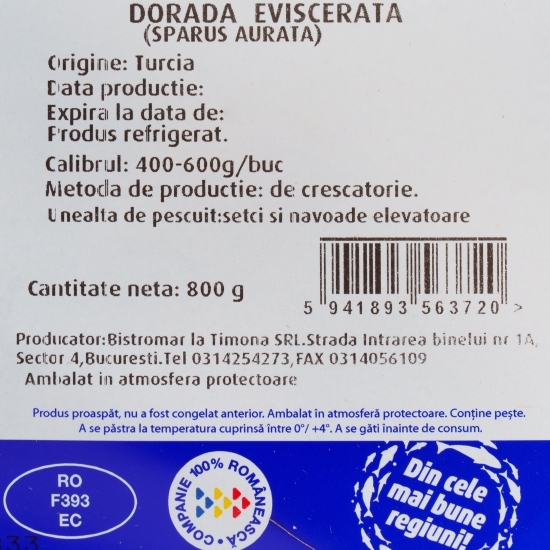 Doradă întreagă eviscerată 800g