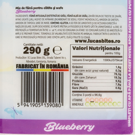 Mix pentru clătite (pancakes) și waffles cu coacăze negre, Pankees Blueberry 290g