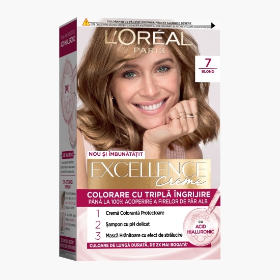 Vopsea de păr permanentă cu amoniac, 7 Blond 192ml