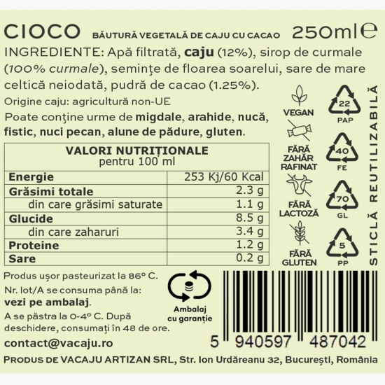 Băutură vegetală de caju cu ciocolată 0.25l