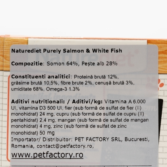 Hrană umedă pentru câini, pate hipoalergenic 390g, Purely cu pește alb somon