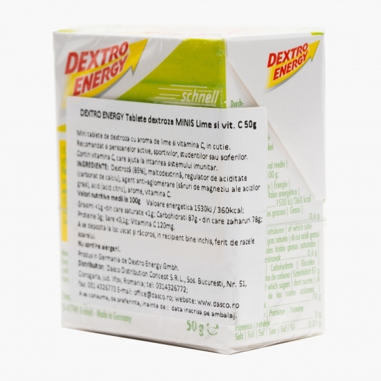 Tablete dextroză Minis lime 50g