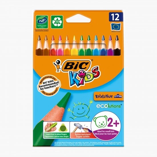 Creioane colorate triunghiulare Kids Evolution 12 buc
