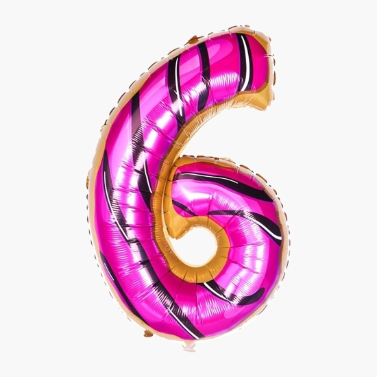 Balon cifra 6 din folie metalizată, model candy, 100cm