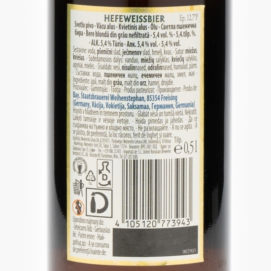 Bere albă nefiltrată Hefe sticlă 0.5l