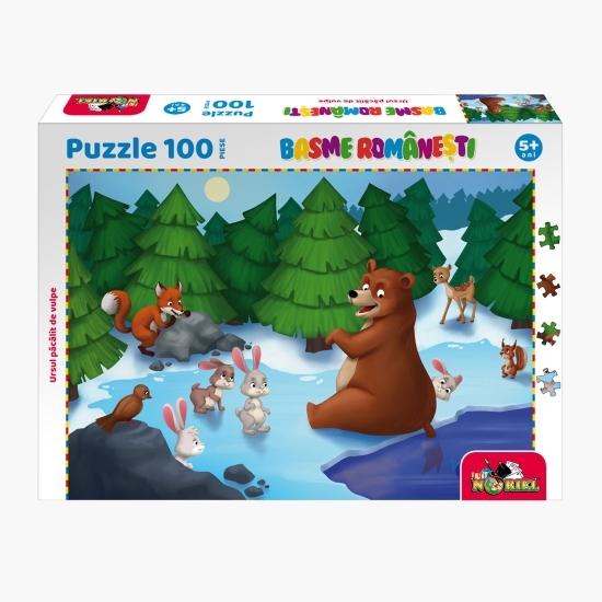 Puzzle Basme Românești, Ursul păcălit de vulpe, 5+ ani