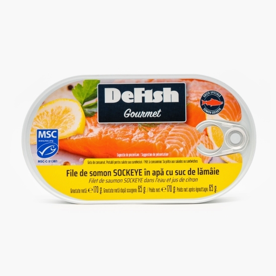 File de somon în apă și suc de lămâie 170g