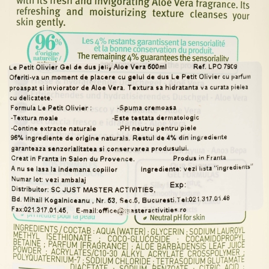 Gel de duș cu aloe vera 0.5l