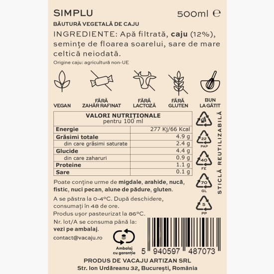 Băutură vegetală de caju 0.5l