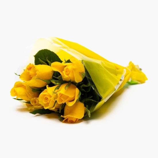 Buchet trandafiri, 7 fire, alb/galben