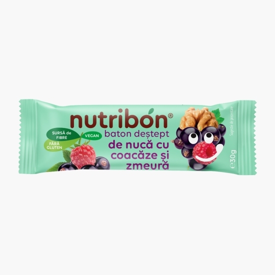 Baton vegan de coacăze și zmeură cu nucă, fără gluten 30g