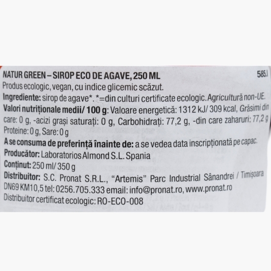 Sirop de agave eco, cu indice glicemic scăzut 250ml
