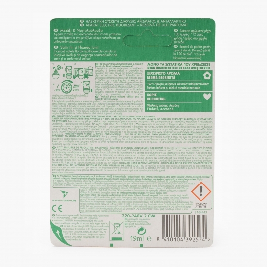 Aparat electric odorizant „satin fin și floarea lunii” + rezervă de ulei 19ml