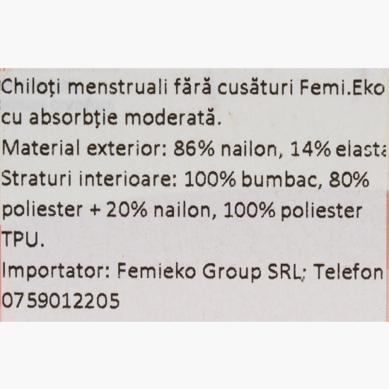 Chiloți menstruali fără cusături, flux moderat, mărimea S
