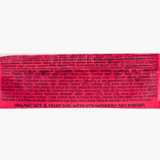 Baton eco cu căpșuni Strawberries 4ever, vegan, fără gluten 30g