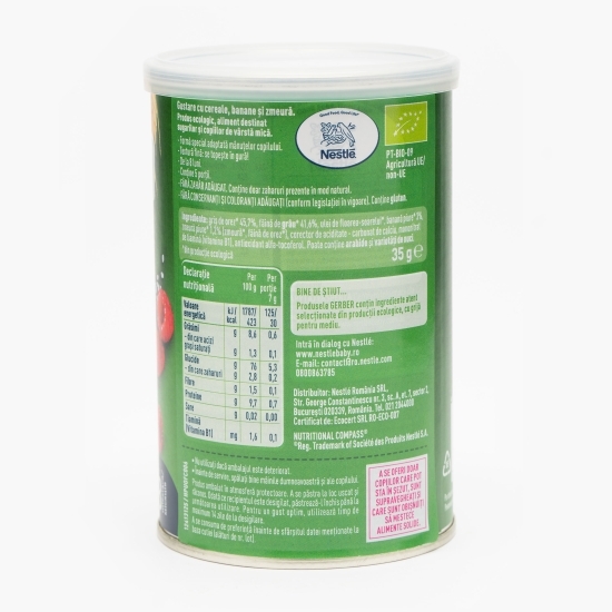 Gustare eco cu cereale, banane si zmeură +8 luni, 35g