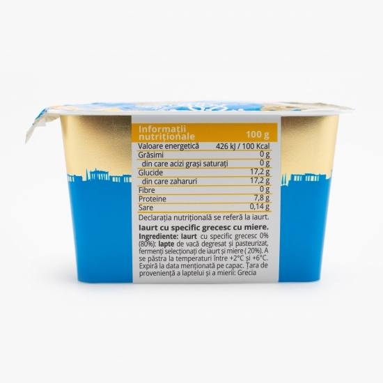 Iaurt cu specific grecesc cu miere 0% grăsime 150g