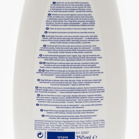 Gel de duș Crème aloe 0.75l