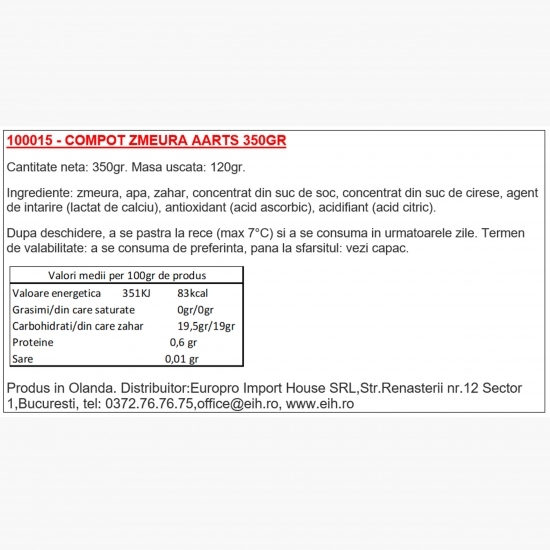 Compot zmeură 350g