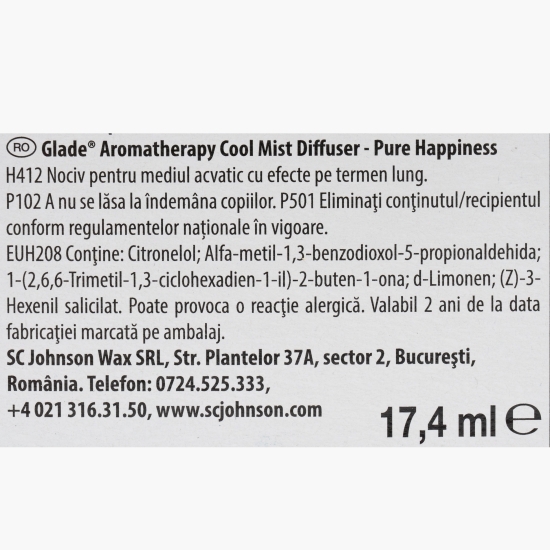 Rezervă difuzor de uleiuri esențiale Aromatherapy Pure Happiness 17.4ml