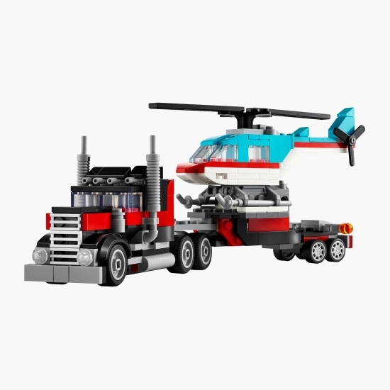 Camionetă-platformă cu elicopter, 31146 Creator 3 în 1, 270 piese,  +7 ani