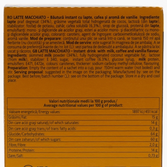 Latte Macchiato plicuri 8x22g, băutură instant
