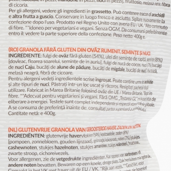 Granola fără gluten nuci și semințe 400g
