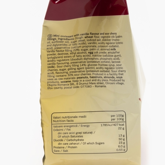 Mini Croissants Double cu cremă de vanilie și umplutură de vișine 185g